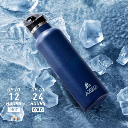Professional Stainless Steel Double Wall Vacuum Insulated Water Bottle with Straw Lid - Keeps Beverages Cold for 24 Hours and Hot for 12 Hours, Ideal for Hiking and Sports