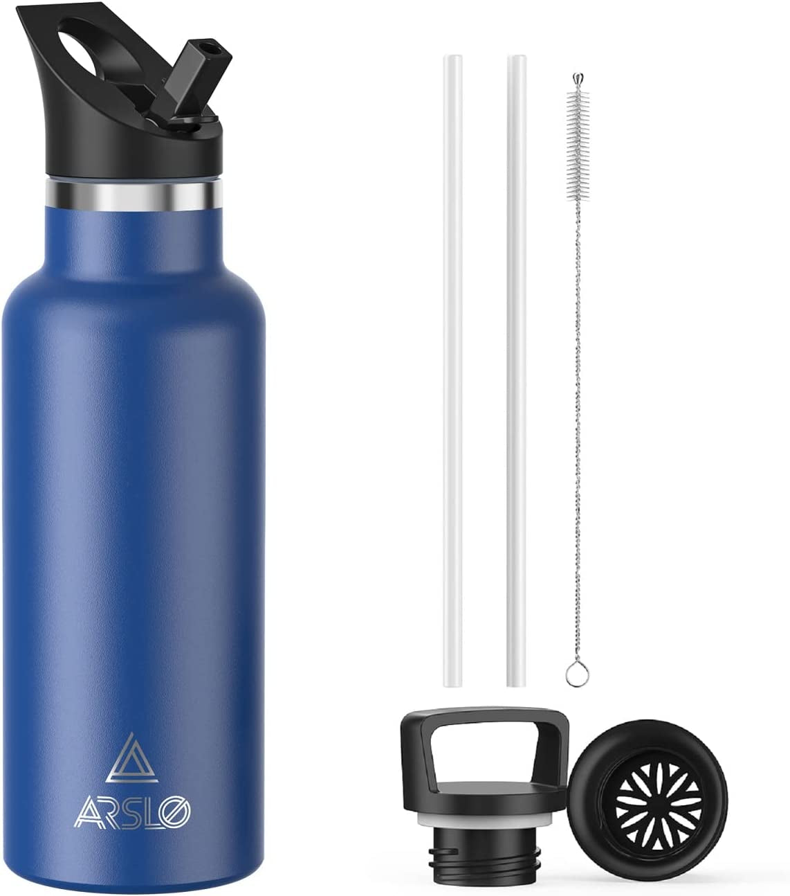 Professional Stainless Steel Double Wall Vacuum Insulated Water Bottle with Straw Lid - Keeps Beverages Cold for 24 Hours and Hot for 12 Hours, Ideal for Hiking and Sports