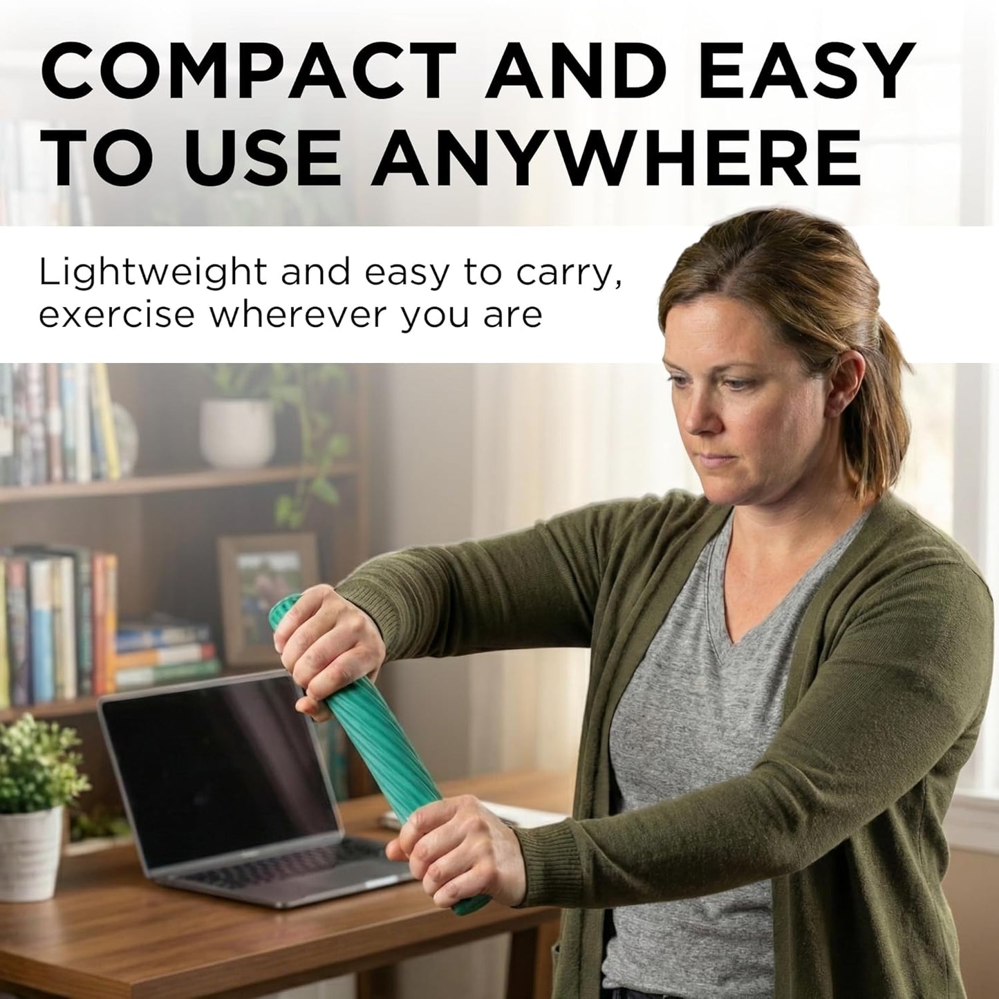 Flexbar Resistance Bar - Medium Green Flex Therapy Tool for Physical Rehabilitation, Wrist and Forearm Exercise, Non-Slip Grip, Compact Design
