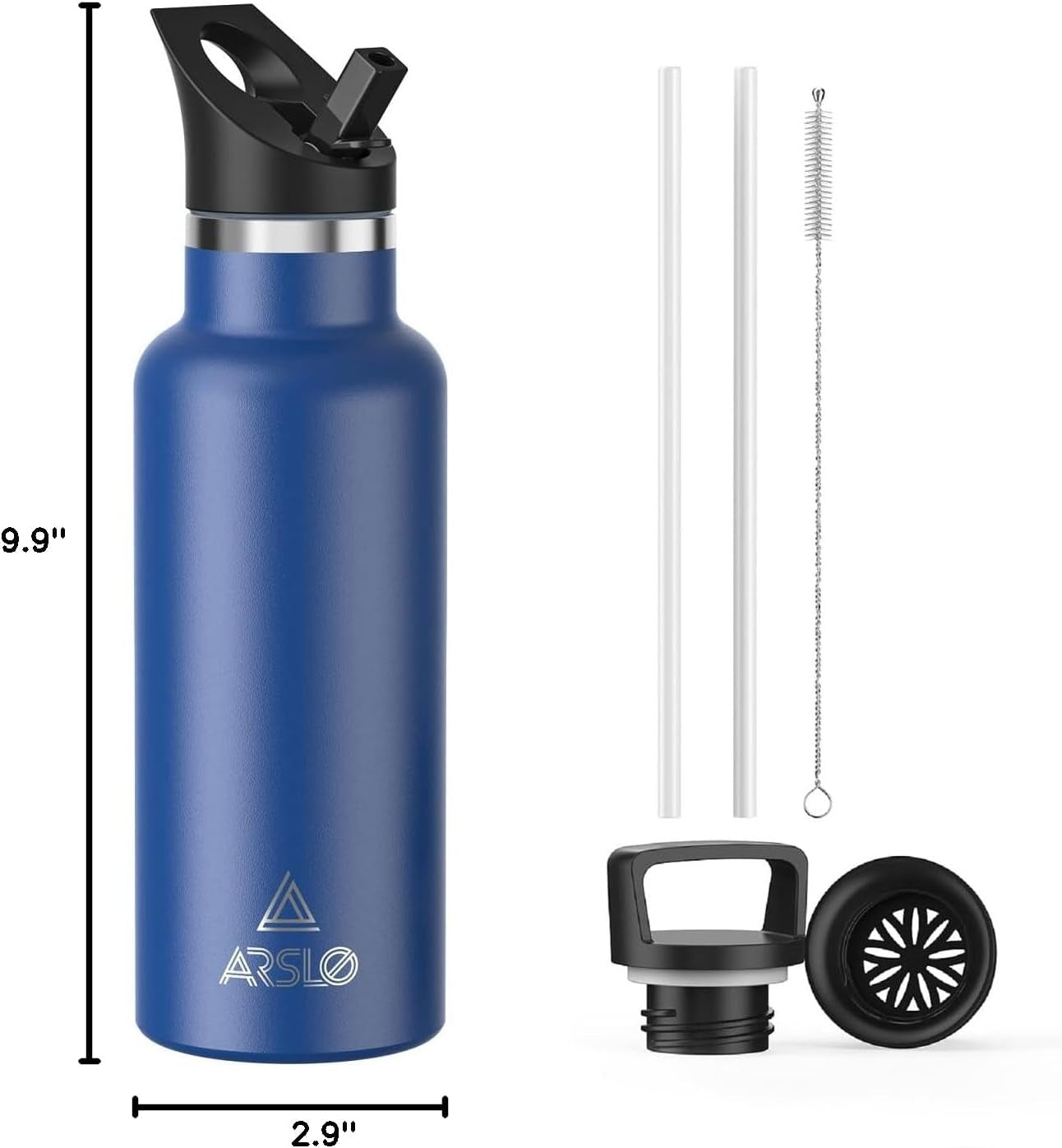 Professional Stainless Steel Double Wall Vacuum Insulated Water Bottle with Straw Lid - Keeps Beverages Cold for 24 Hours and Hot for 12 Hours, Ideal for Hiking and Sports